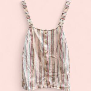 Madewell White, Rainbow Striped Button Tank Top